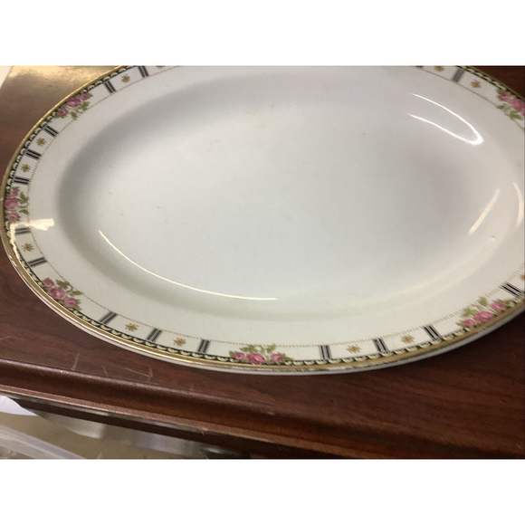 cleveland Other - Vintage Cleveland China Oval Serving Platter Pink Roses Scroll 10 1/2” x 8”